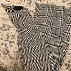 Plaid  zip up jumpsuit